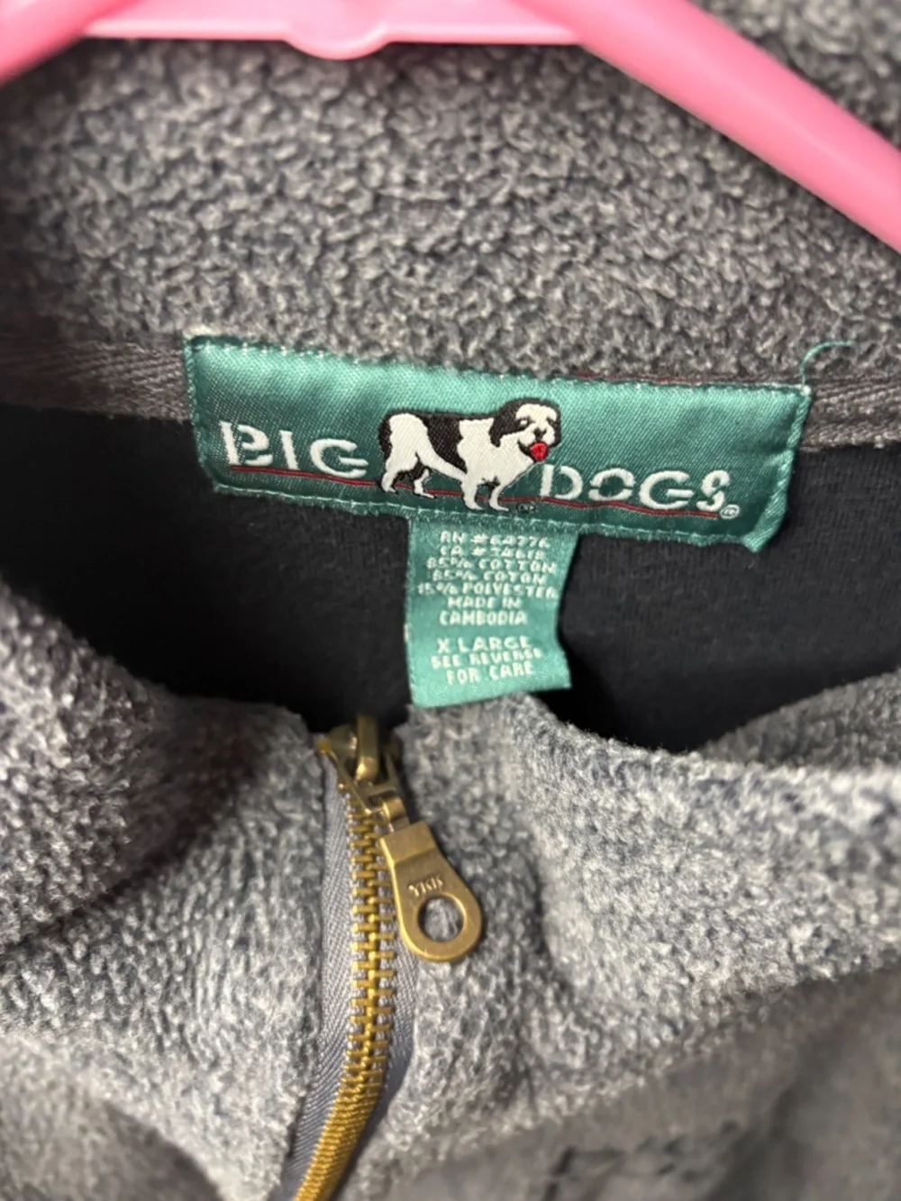 Y2K Big dogs 1/4 Zip Sherpa Fleece Pullover Men's Gray XL Embroidered Logo